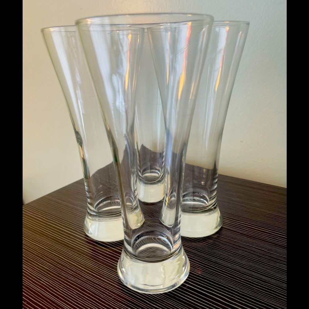 4-VINTAGE PILSNER BEER GLASSES, with FLAT/WEIGHTED BOTTOMS…